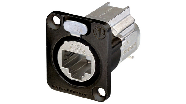 Neutrik NE8FDX-P6-B, EtherCON RJ45 Cat6A chassis Feedthroug